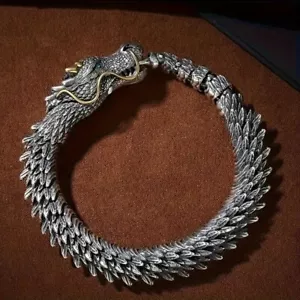 Vintage Dragon Head & Bones Design Necklace For Men's Daily Wear Bracelet - Picture 1 of 11