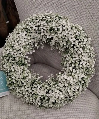 Martha Stewart WREATH WHITE LILAC JASMINE FERN topiary artificial UV 18-20" NEW - Image 1 of 4