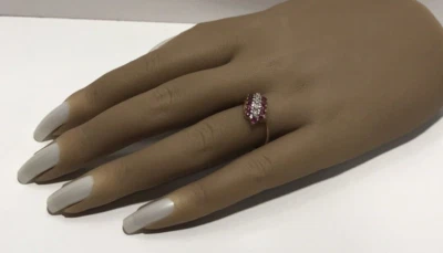 Beautiful! 10K Yellow Gold Natural Gemstone Ruby & Diamond Ring Size 7.5 - Image 1 of 4