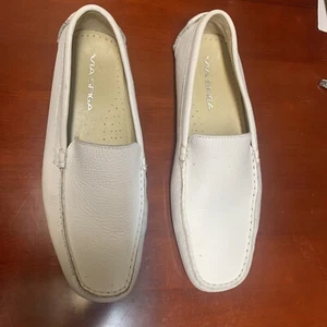 Men Loafers VIA SPIGA White Leather Shoes Moccasins Driving Shoes Italy Shoes 9 - Picture 1 of 7