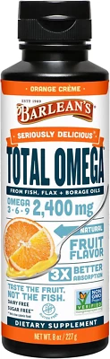 Total Omega 3 6 9 Orange Crème Liquid Fish Oil Supplement with Borage and Flaxse - Imagem 1 de 4