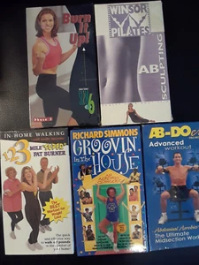 Vtg. Exercise Workout VHS(5)AB-DOer Rich Simm. Burn It Up Ab Sculpting 123Mile - Picture 1 of 2