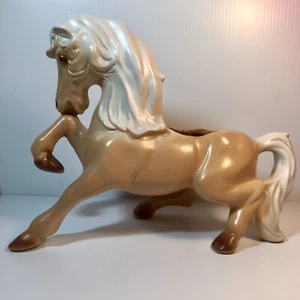 Vintage 1960s Palomino Horse Planter Ceramic Figurine Dramatic Heavy - Picture 1 of 11