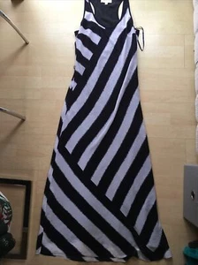 Michael Kors Black/white Maxi dress Racer Back size S New - Picture 1 of 8