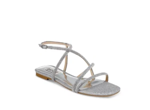 Badgley Mischka Ivie flache Damen-Riemchensandalen silberfarben Größe 9M - Bild 1 von 2