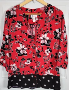 QVC D & Co Denim & Company Floral Button Front Top Size XS - Bild 1 von 7