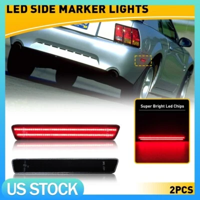Pair Rear LED Bumper Side Marker Light Lamp Red Fits For 1999-2004 Ford Mustang - Image 1 of 4