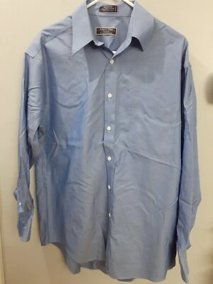 Camisa de vestir Villini para hombre azul manga larga mediana abotonada 16 32/33 sin planchar  Foto 1 de 4