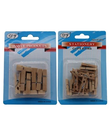Mini Wooden Clothing Clip Small Plastic Spring Clamps for Socks/T-shirts - Image 1 of 3