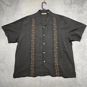 The Havanera Co. Y2K Shirt Men's 2XL Black Rayon Embroidered Floral Short Sleeve - Picture 1 of 9