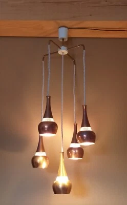 Alte Staff Kaskadenlampe Deckenleuchter Pendellampe Lampe Kupfer 70er - Bild 1 von 4