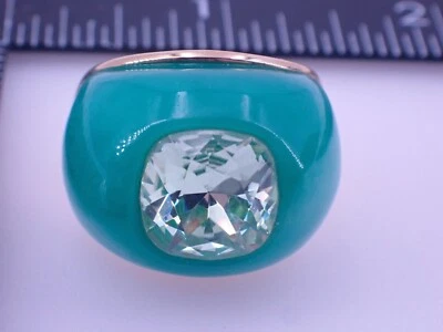 KJL Kenneth Jay Lane бирюзовый купол заявление кольцо граненый зеленый камень - Изображение 1 из 3