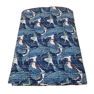Indian Handmade leafy Print Throw Blanket Bedspread Cotton Kantha Quilt Throw - Picture 1 of 2