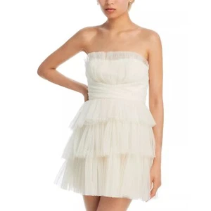 BCBGMAXAZRIA Women's Size 14 Gardenia Strapless Eve Tulle Mini Dress NWT - Picture 1 of 8