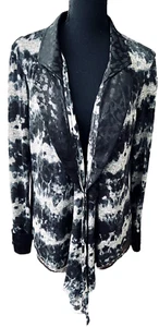 ALBERTO MAKALI JACKET, TIE-DYE KNIT, CONTRAST LAPELS/CUFFS, CHIFFON LINING, SZ L - Picture 1 of 10