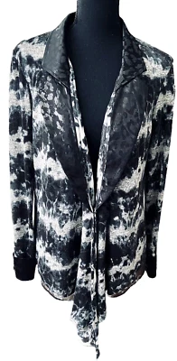 ALBERTO MAKALI JACKET, TIE-DYE KNIT, CONTRAST LAPELS/CUFFS, CHIFFON LINING, SZ L - Image 1 of 4