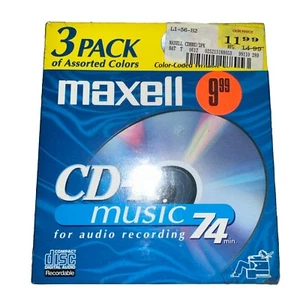 Maxell CD-R Music 74 3-Pack Audio Recording 74 Minutes 3 Colors NEW Writable - Picture 1 of 2