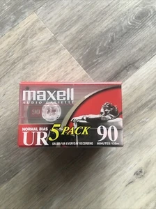 Maxell UR 90 Cassette Tape (5PK) Normal Bias / 90 Minute Audio Tape. Sealed - Afbeelding 1 van 8