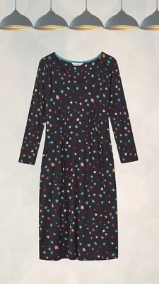 Ex White Stuff Women’s Long Sleeve Midi Dress in Black Print - Image 1 of 3