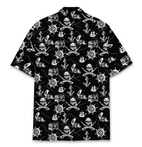 Piraten Hawaiihemd für Herren Damen, Piratenhemd Herren Sommer Strand Kurzarm - Bild 1 von 4