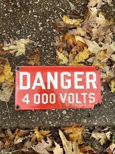 Vintage Porzellanschild - Gefahr 4000 Volt 12”x6” - Bild 1 von 8