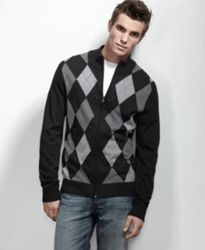 INC Joe Black Argyle Funnel-Neck Sweater Size Small NWT $70 - Image 1 of 1