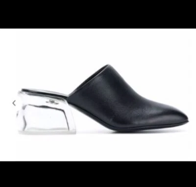 Zuecos 3.1 PHILLIP LIM Tacón Plexi Transparente Cuero Negro Puntera Cuadrada Talla 36.5 Foto 1 de 4