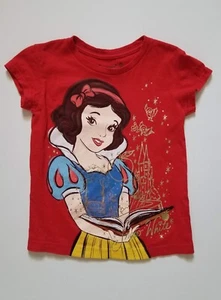 Girl's Disney Store Red Snow White Princess Short Sleeve Top. Size 5/6 - Picture 1 of 3