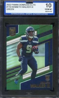 2022 DONRUSS ELITE GREEN #110 KENNETH WALKER III ISA 10 (RC) SEAHAWKS *ADT5955 - Image 1 of 2
