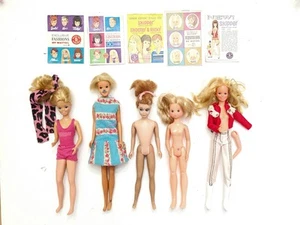 5x BAMBOLE vintage anni 60-70 Mattel SKIPPER BARBIE donna con vestiti e 5 libretti - Foto 1 di 20