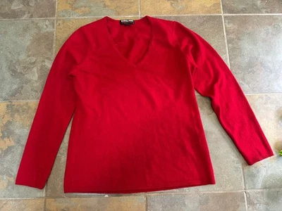 KIRKLAND Red 100% Cashmere Jumper size XL Womens V-Neck Pullover Sweater Soft - Image 1 of 4