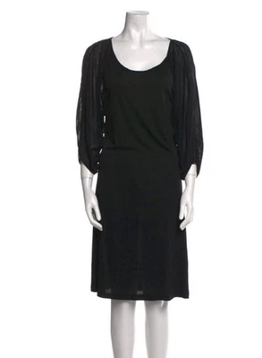 Vestido Fendi Auténtico Vintage Negro Sólido Manga Larga Cambio Hasta la Rodilla 44 8 Med Foto 1 de 4