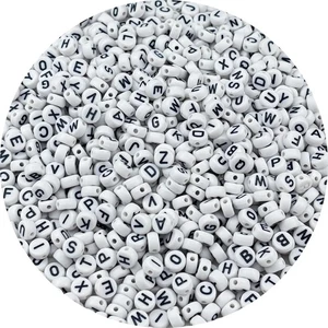 1000pcs White Round Letter Beads 4x7mm Acrylic Alphabet Spacer Beads for Jewelry - Picture 1 of 2