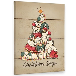 Arte de pared para perros de Navidad lienzo 11x14 granja rústico decoración del hogar amantes de los perros - Imagen 1 de 7