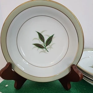 Noritake Greenbay Fruit Bowls (set of 4) - Green & Gold Leaves MCM Retro Japan - Picture 1 of 7