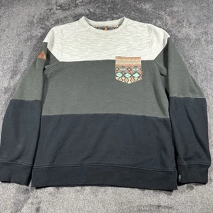 Dravus Sweater Sweatshirt Mens Medium Gray Pullover Long Sleeve Aztec Pocket - Picture 1 of 15