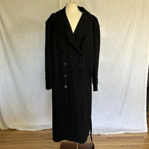 Vintage Men’s Plus Size Black Trench OverCoat W Belt classic full liner XXL - Picture 1 of 14
