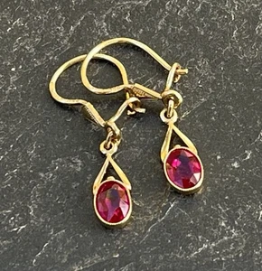 Pendientes Art Déco oro 750 rubíes sintéticos (S 6776) - Imagen 1 de 2