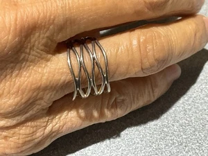 Sterling Silver Ring SZ 8.5 MODERNIST FISHNET SHAPE - Picture 1 of 6