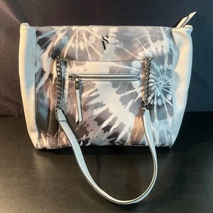 Simply Vera Vera Wang Tote Bag Handbag Purse White Gray Tie Dye Classy Boho - Picture 1 of 13