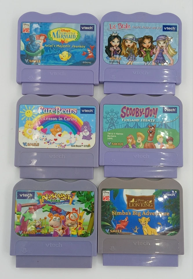 Vtech Vsmile Lot of 6 Games Scooby-Doo Lil Bratz Little Mermaid Care Bears Simba - Image 1 of 2