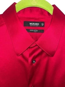 Murano Liquid Cotton Long Sleeve Dress Shirt Men's Size 16.5 x  33 Rich Red - Picture 1 of 7