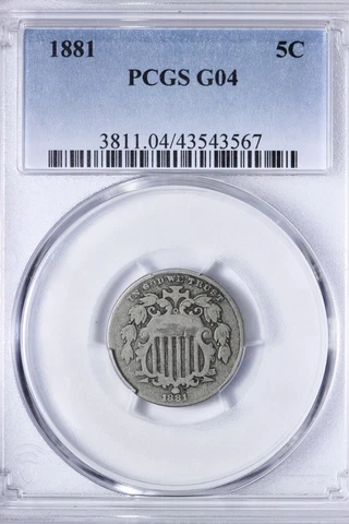 1881 Shield Nickel PCGS G04 G4 Key Date! ANMA Cover