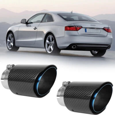Real Carbon Fiber Exhaust Tip Muffler 2.5"In 3.5" Out Pair For Audi A5 2008-2016 - Изображение 1 из 4