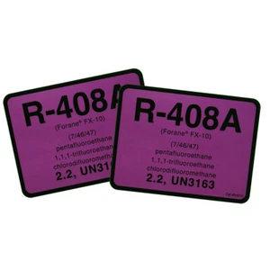 R-408A / R408A Label # 04010 , Pack of (2) - Picture 1 of 3