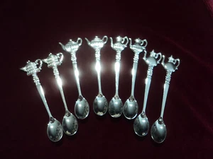 Silverplate Flatware Lot of 8 Demitasse Spoons Teapot Finial - Picture 1 of 6