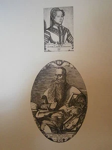 Planche gravure Moyen age Portrait de Labbé et du luthier Duiffoprugear Bouzey - Picture 1 of 1