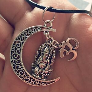 Ganesh Necklace, Om Necklace, Ganesha, Hindu God Necklace Leather Necklace
