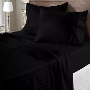 Bedding Collection 1000TC Egyptian Cotton Select Item & US Size Black Stripes - Picture 1 of 15
