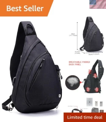 Lightweight Waterproof Crossbody Bag with USB Port - Perfect for Travel & Hiking - Image 1 of 4